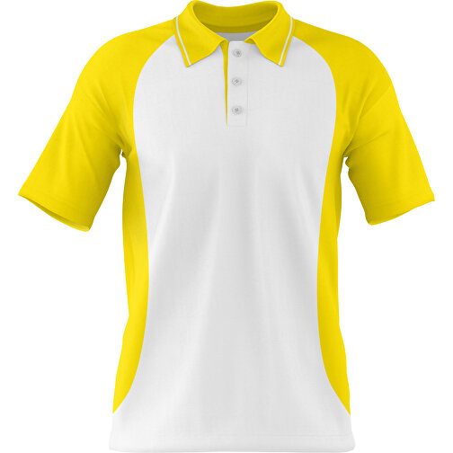 Poloshirt Individuell Gestaltbar , weiss / gelb, 200gsm Poly/Cotton Pique, S, 65,00cm x 45,00cm (Höhe x Breite), Bild 1