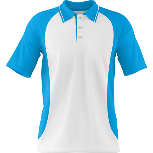 Poloshirt Individuell Gestaltbar , weiss / himmelblau, 200gsm Poly/Cotton Pique, M, 70,00cm x 49,00cm (Höhe x Breite), Bild 1