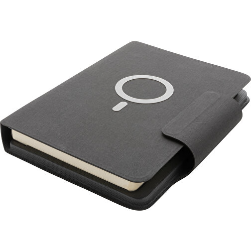 Artic Magnetisches 10W Wireless Charging Notizbuch, Schwarz , schwarz, PU, 18,00cm x 22,50cm (Länge x Höhe), Bild 1