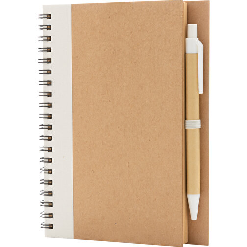 Kraft Spiral-Notizbuch Mit Stift, Weiß , weiß, Papier, 17,70cm x 2,00cm (Länge x Höhe), Bild 1