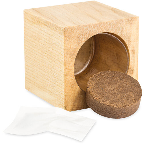 Pot cube boisde bureau en boite star-box avec graines - Myosotis, 1 sites gravés au laser, Image 4