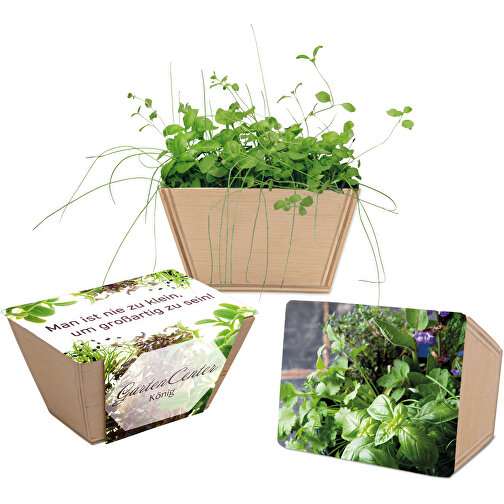 Mini-jardinière bois avec graines - Mélange d herbes aromatiques, gravure laser, Image 1