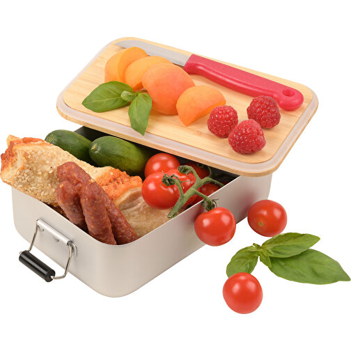 TROIKA Lunch-Box BAMBUS BOX , Troika, silberfarben, Aluminium, Bambus, Silikon, 17,90cm x 5,50cm x 11,60cm (Länge x Höhe x Breite), Bild 3