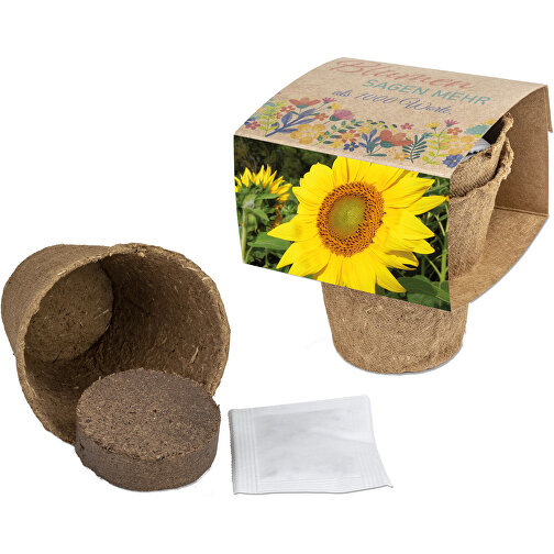 Anzucht-Set Mit Samen - Sonnenblume , individuell, Saatgut, Papier, 6,20cm x 7,50cm x 6,50cm (Länge x Höhe x Breite), Bild 1