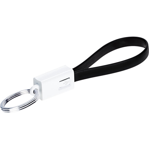Schlüsselanhänger Mit Abnehmbarem Micro-USB Kabel Für Laden Und Datentransfer , schwarz, ABS, TPE, 12,50cm x 1,00cm x 1,40cm (Länge x Höhe x Breite), Bild 1