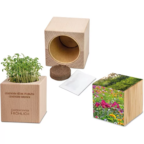 Plante-bois Grande avec graines - Mélange de fleurs d été, 2 sites gravés au laser, Image 1