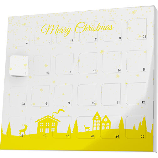 XS Adventskalender Weihnachtsdorf , M&M\'s, weiß / gelb, Vollkartonhülle, weiß, 1,60cm x 12,00cm x 14,00cm (Länge x Höhe x Breite), Bild 1