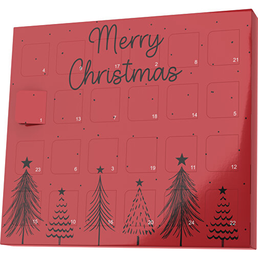 XS Adventskalender Merry Christmas Tanne , M&M\'s, weinrot / schwarz, Vollkartonhülle, weiß, 1,60cm x 12,00cm x 14,00cm (Länge x Höhe x Breite), Bild 1