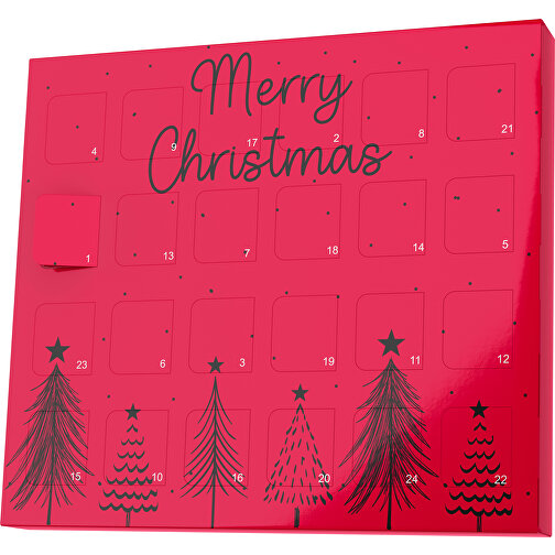 XS Adventskalender Merry Christmas Tanne , Brandt, ampelrot / schwarz, Vollkartonhülle, weiss, 1,60cm x 12,00cm x 14,00cm (Länge x Höhe x Breite), Bild 1