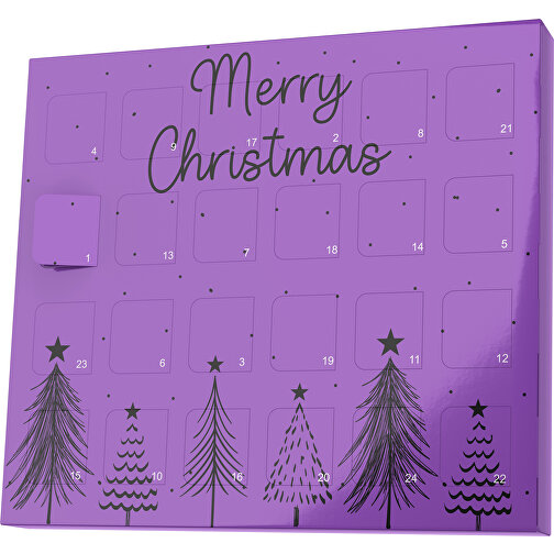 XS Adventskalender Merry Christmas Tanne , M&M\'s, lavendellila / schwarz, Vollkartonhülle, weiß, 1,60cm x 12,00cm x 14,00cm (Länge x Höhe x Breite), Bild 1