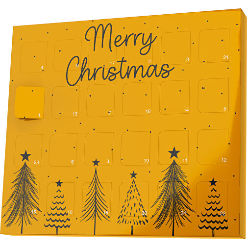 XS Adventskalender Merry Christmas Tanne , M&M\'s, kürbisorange / schwarz, Vollkartonhülle, weiß, 1,60cm x 12,00cm x 14,00cm (Länge x Höhe x Breite), Bild 1