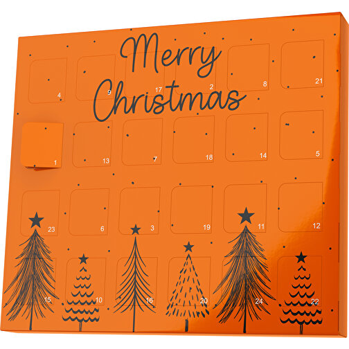 XS Adventskalender Merry Christmas Tanne , M&M\'s, orange / schwarz, Vollkartonhülle, weiß, 1,60cm x 12,00cm x 14,00cm (Länge x Höhe x Breite), Bild 1