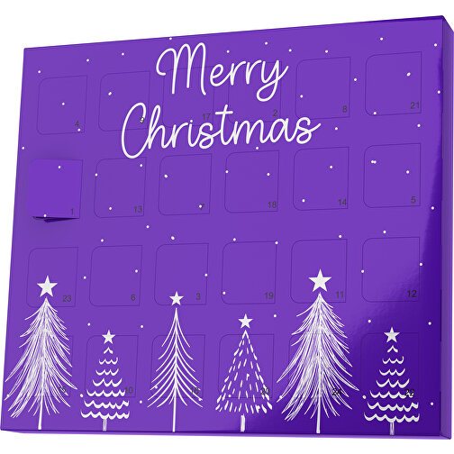 XS Adventskalender Merry Christmas Tanne , M&M\'s, violet / weiss, Vollkartonhülle, weiss, 1,60cm x 12,00cm x 14,00cm (Länge x Höhe x Breite), Bild 1
