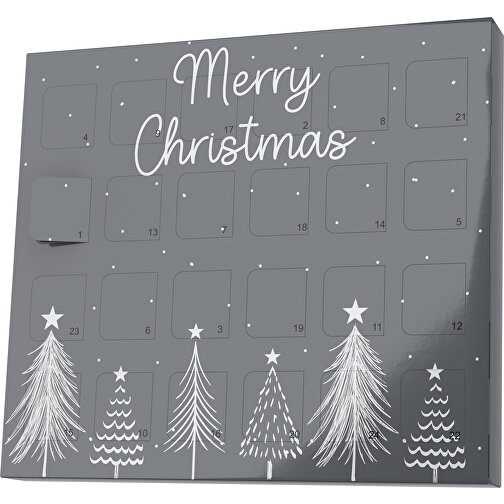 XS Adventskalender Merry Christmas Tanne , M&M\'s, dunkelgrau / weiß, Vollkartonhülle, weiß, 1,60cm x 12,00cm x 14,00cm (Länge x Höhe x Breite), Bild 1