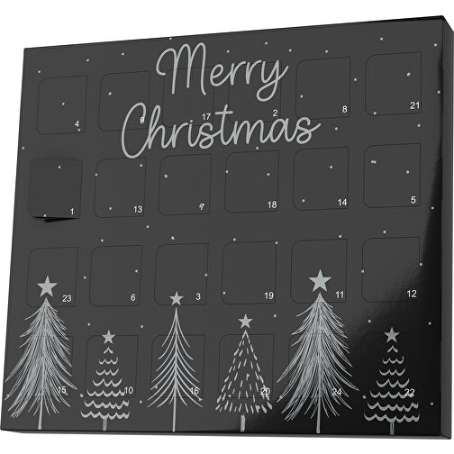 XS Adventskalender Merry Christmas Tanne , M&M\'s, schwarz / silber, Vollkartonhülle, weiß, 1,60cm x 12,00cm x 14,00cm (Länge x Höhe x Breite), Bild 1