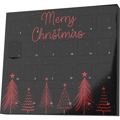 XS Adventskalender Merry Christmas Tanne , M&M\'s, schwarz / weinrot, Vollkartonhülle, weiß, 1,60cm x 12,00cm x 14,00cm (Länge x Höhe x Breite), Bild 1