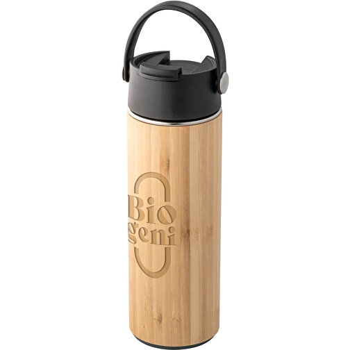 LAVER. Thermosflasche Aus Bambus, Edelstahl Und PP 440 Ml , schwarz, Edelstahl. Bambus. PP, 42,00cm (Höhe), Bild 8