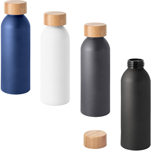 QUETA. Aluminiumflasche Mit Bambusdeckel 550 Ml , schwarz, Aluminium. Bambus, 1,00cm (Höhe), Bild 4