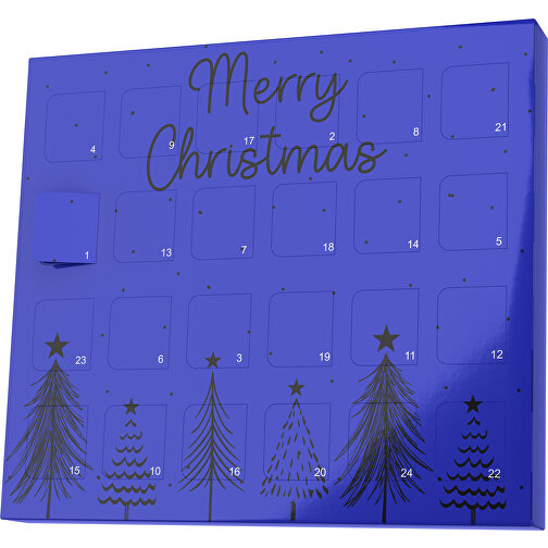 XS Adventskalender Merry Christmas Tanne , Brandt, blau / schwarz, Vollkartonhülle, weiß, 1,60cm x 12,00cm x 14,00cm (Länge x Höhe x Breite), Bild 1