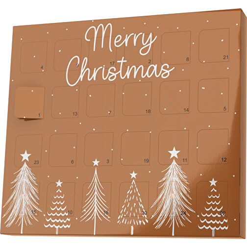 XS Adventskalender Merry Christmas Tanne , Brandt, braun / weiß, Vollkartonhülle, weiß, 1,60cm x 12,00cm x 14,00cm (Länge x Höhe x Breite), Bild 1
