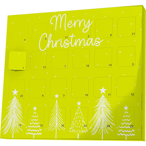 XS Adventskalender Merry Christmas Tanne , Brandt, hellgrün / weiß, Vollkartonhülle, weiß, 1,60cm x 12,00cm x 14,00cm (Länge x Höhe x Breite), Bild 1