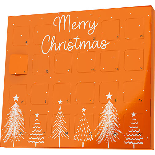 XS Adventskalender Merry Christmas Tanne , Brandt, orange / weiß, Vollkartonhülle, weiß, 1,60cm x 12,00cm x 14,00cm (Länge x Höhe x Breite), Bild 1
