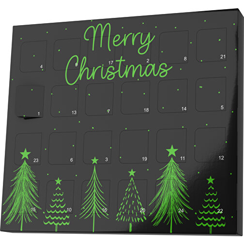 XS Adventskalender Merry Christmas Tanne , Brandt, schwarz / grasgrün, Vollkartonhülle, weiß, 1,60cm x 12,00cm x 14,00cm (Länge x Höhe x Breite), Bild 1