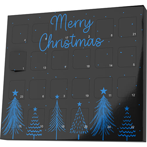XS Adventskalender Merry Christmas Tanne , Brandt, schwarz / kobaltblau, Vollkartonhülle, weiß, 1,60cm x 12,00cm x 14,00cm (Länge x Höhe x Breite), Bild 1