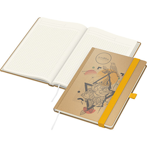 Notizbuch Match-Book Creme Bestseller Natura Braun-individuell A5, Gelb , braun, gelb, 21,00cm x 14,80cm (Länge x Breite), Bild 1