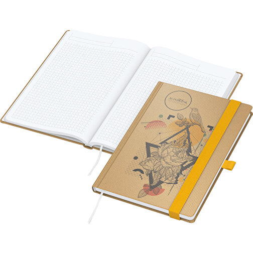 Notizbuch Match-Book White Bestseller A5 Natura Braun-individuell, Gelb , braun, gelb, 21,00cm x 14,80cm (Länge x Breite), Bild 1