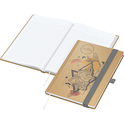 Notizbuch Match-Book White Bestseller A5 Natura Braun-individuell, Silbergrau , braun, silbergrau, 21,00cm x 14,80cm (Länge x Breite), Bild 1