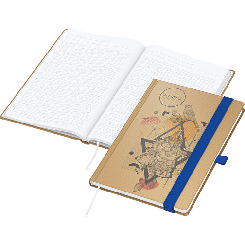 Notizbuch Match-Book White Bestseller A5 Natura Braun-individuell, Mittelblau , braun, mittelblau, 21,00cm x 14,80cm (Länge x Breite), Bild 1