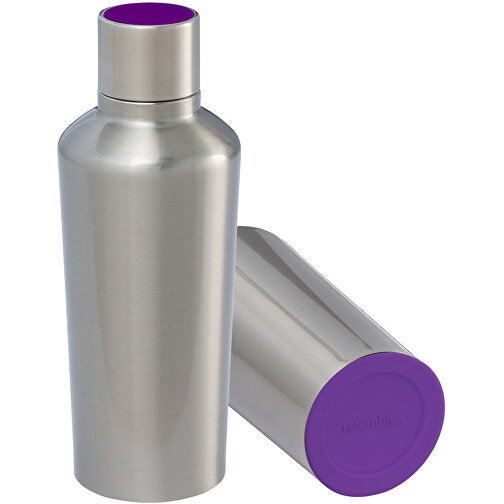 Thermotrinkflasche RETUMBLER-myDRINQEO 500 , Retumbler, silber / violett, Edelstahl, Kunststoff, Silikon, 8,40cm x 22,25cm x 8,40cm (Länge x Höhe x Breite), Bild 1