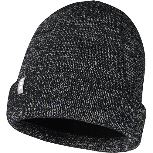 Rigi Reflektierende Mütze , schwarz, 51% Polyester, 49% Acryl, 9 gauge, 23,00cm x 19,00cm (Höhe x Breite), Bild 1