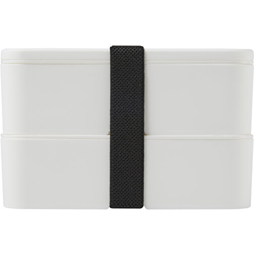 MIYO Doppel-Lunchbox , weiß / weiß / schwarz, PP Kunststoff, 18,00cm x 11,30cm x 11,00cm (Länge x Höhe x Breite), Bild 3