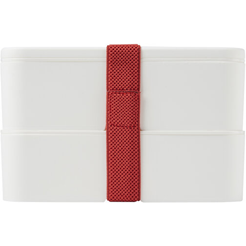 MIYO Doppel-Lunchbox , weiß / weiß / rot, PP Kunststoff, 18,00cm x 11,30cm x 11,00cm (Länge x Höhe x Breite), Bild 4