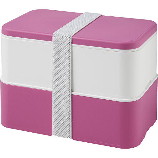 MIYO Doppel-Lunchbox , rosa / weiß / weiß, PP Kunststoff, 18,00cm x 11,30cm x 11,00cm (Länge x Höhe x Breite), Bild 1