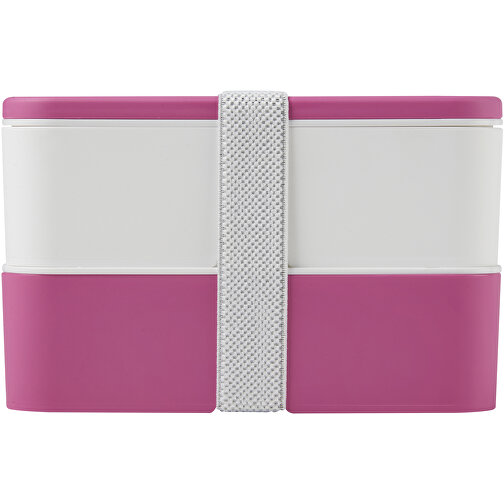 MIYO Doppel-Lunchbox , rosa / weiss / weiss, PP Kunststoff, 18,00cm x 11,30cm x 11,00cm (Länge x Höhe x Breite), Bild 3