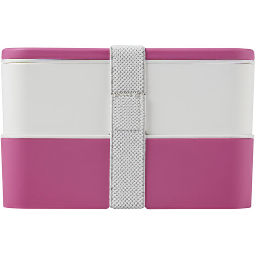 MIYO Doppel-Lunchbox , rosa / weiss / weiss, PP Kunststoff, 18,00cm x 11,30cm x 11,00cm (Länge x Höhe x Breite), Bild 4