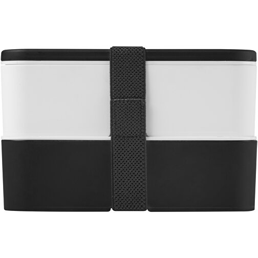 MIYO Doppel-Lunchbox , schwarz / weiß / schwarz, PP Kunststoff, 18,00cm x 11,30cm x 11,00cm (Länge x Höhe x Breite), Bild 4