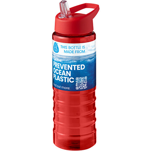 H2O Active® Eco Treble 750 Ml Sportflasche Mit Stülpdeckel , rot / rot, PCR Kunststoff, 72% PP Kunststoff, 17% SAN Kunststoff, 11% PE Kunststoff, 22,80cm (Höhe), Bild 2