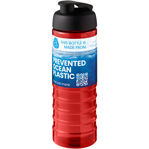 H2O Active® Eco Treble 750 Ml Sportflasche Mit Stülpdeckel , rot / schwarz, PCR Kunststoff, PP Kunststoff, 23,10cm (Höhe), Bild 2