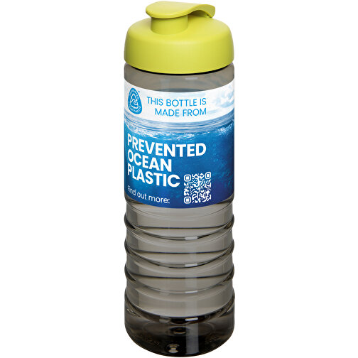 H2O Active® Eco Treble 750 Ml Sportflasche Mit Stülpdeckel , kohle / limone, PCR Kunststoff, PP Kunststoff, 23,10cm (Höhe), Bild 2