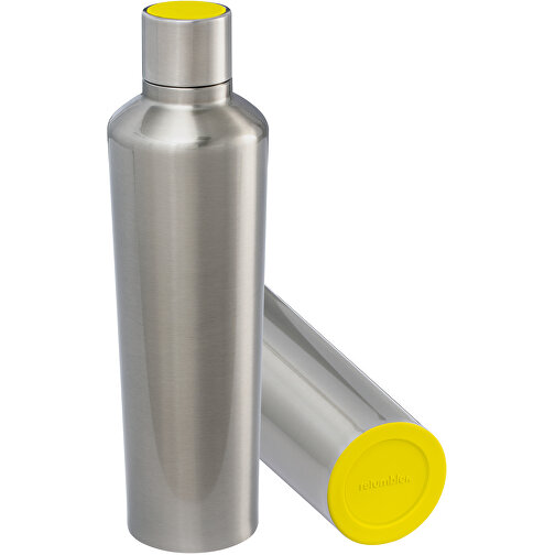 Thermotrinkflasche RETUMBLER-myDRINQEO 770 , Retumbler, silber / gelb, Edelstahl, Kunststoff, Silikon, 8,40cm x 29,00cm x 8,40cm (Länge x Höhe x Breite), Bild 1