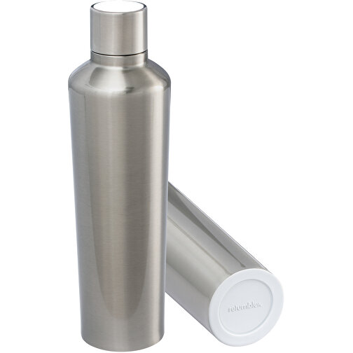 Thermotrinkflasche RETUMBLER-myDRINQEO 770 , Retumbler, silber / weiß, Edelstahl, Kunststoff, Silikon, 8,40cm x 29,00cm x 8,40cm (Länge x Höhe x Breite), Bild 1