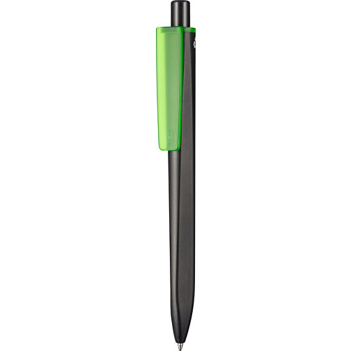 Kugelschreiber RIDGE SCHWARZ RECYCLED , Ritter-Pen, schwarz recycled/grün transp. recycled, ABS-Kunststoff, 141,00cm (Länge), Bild 1