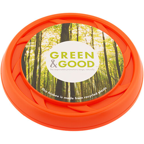 Frisbee Mit Digitaldruck - Recycelt , Green&Good, orange, recycelter Kunststoff, 2,40cm (Höhe), Bild 1