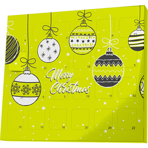 XS Adventskalender Weihnachtskugeln , Brandt, hellgrün / weiß, Vollkartonhülle, weiß, 1,60cm x 12,00cm x 14,00cm (Länge x Höhe x Breite), Bild 1