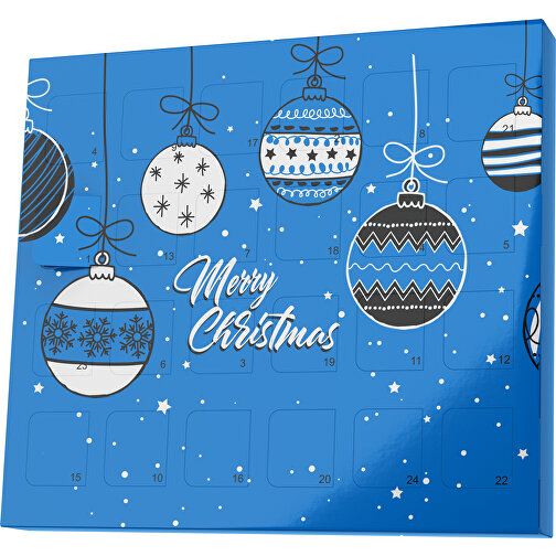 XS Adventskalender Weihnachtskugeln , Brandt, kobaltblau / weiss, Vollkartonhülle, weiss, 1,60cm x 12,00cm x 14,00cm (Länge x Höhe x Breite), Bild 1