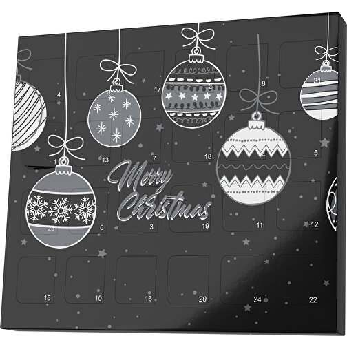 XS Adventskalender Weihnachtskugeln , Brandt, schwarz / dunkelgrau, Vollkartonhülle, weiss, 1,60cm x 12,00cm x 14,00cm (Länge x Höhe x Breite), Bild 1